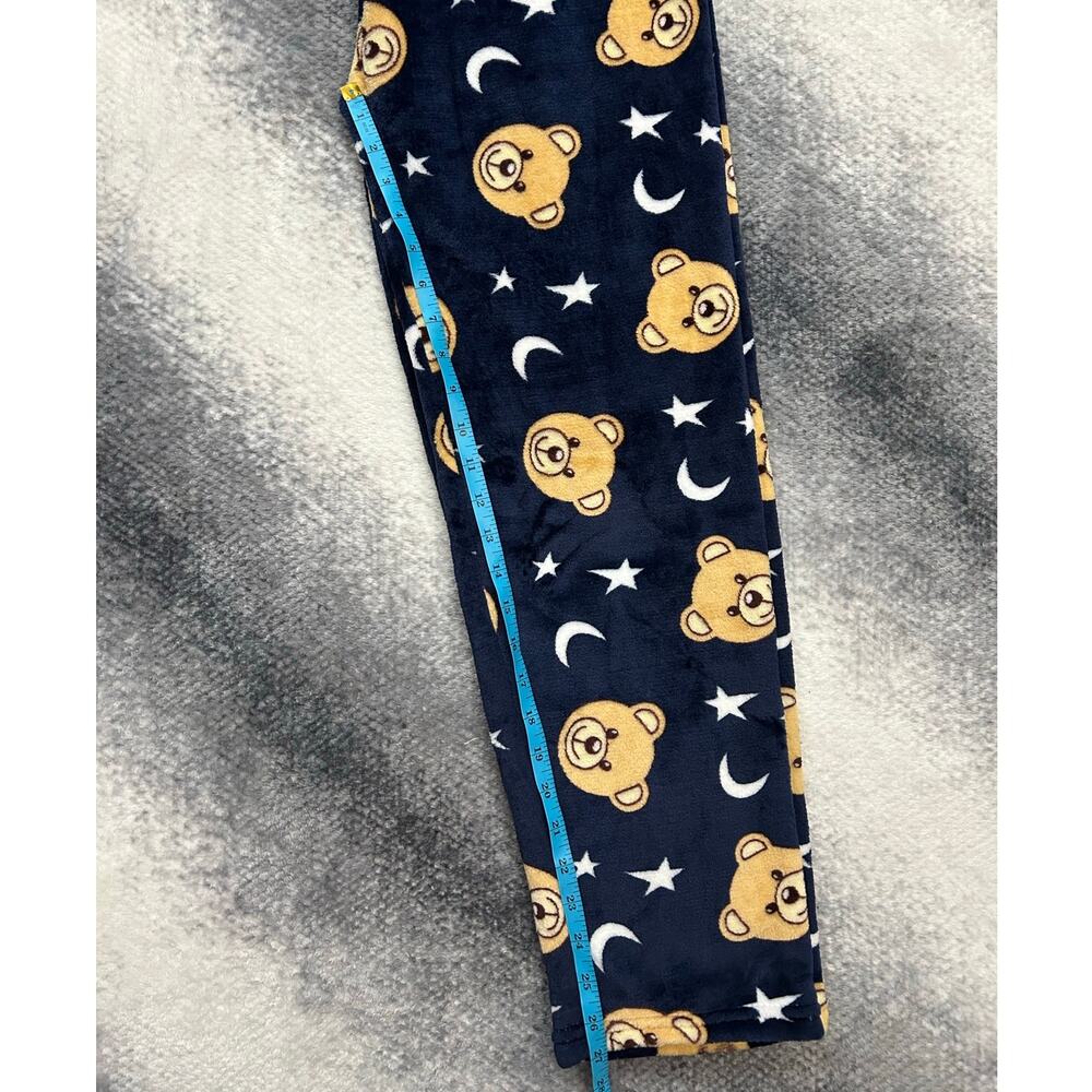 Fashion Navy Blue Plush Bear Moon Star Pajama Lounge Pants Women Size XS - Small - Picture 9 of 10
